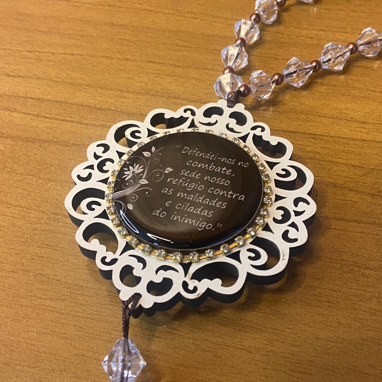 MEDALHÃO DE PORTA RESINADO COM STRASS SÃO MIGUEL (1 UNIDADE)