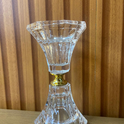 CASTIÇAL DE VIDRO CRISTAL COM DETALHE DOURADO 11CM (1 UNIDADE)