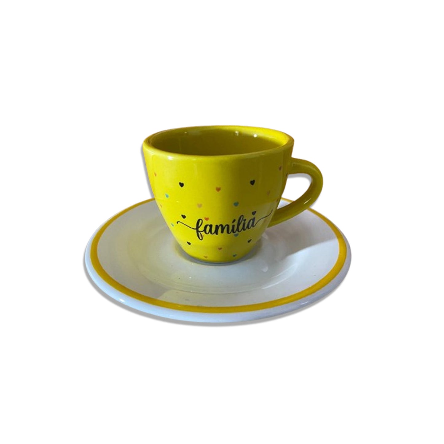 XÍCARA COM PIRES FAMÍLIA AMARELO (1 UNIDADE)
