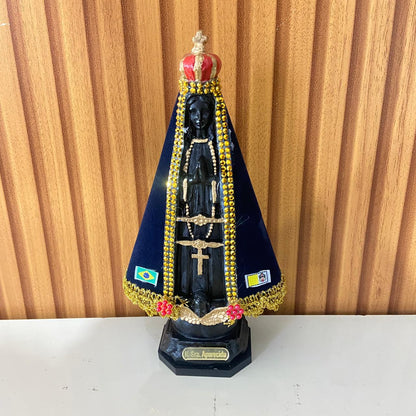 IMAGEM DE PLÁSTICO NOSSA SENHORA APARECIDACOM MANTO E STRASS  MOD1 20CM  (1 UNIDADE)