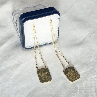 ESCAPULÁRIO DOURADO SAGRADO CORAÇÃO DE JESUS E NOSSA SENHORA APARECIDA  (6 UNIDADES)