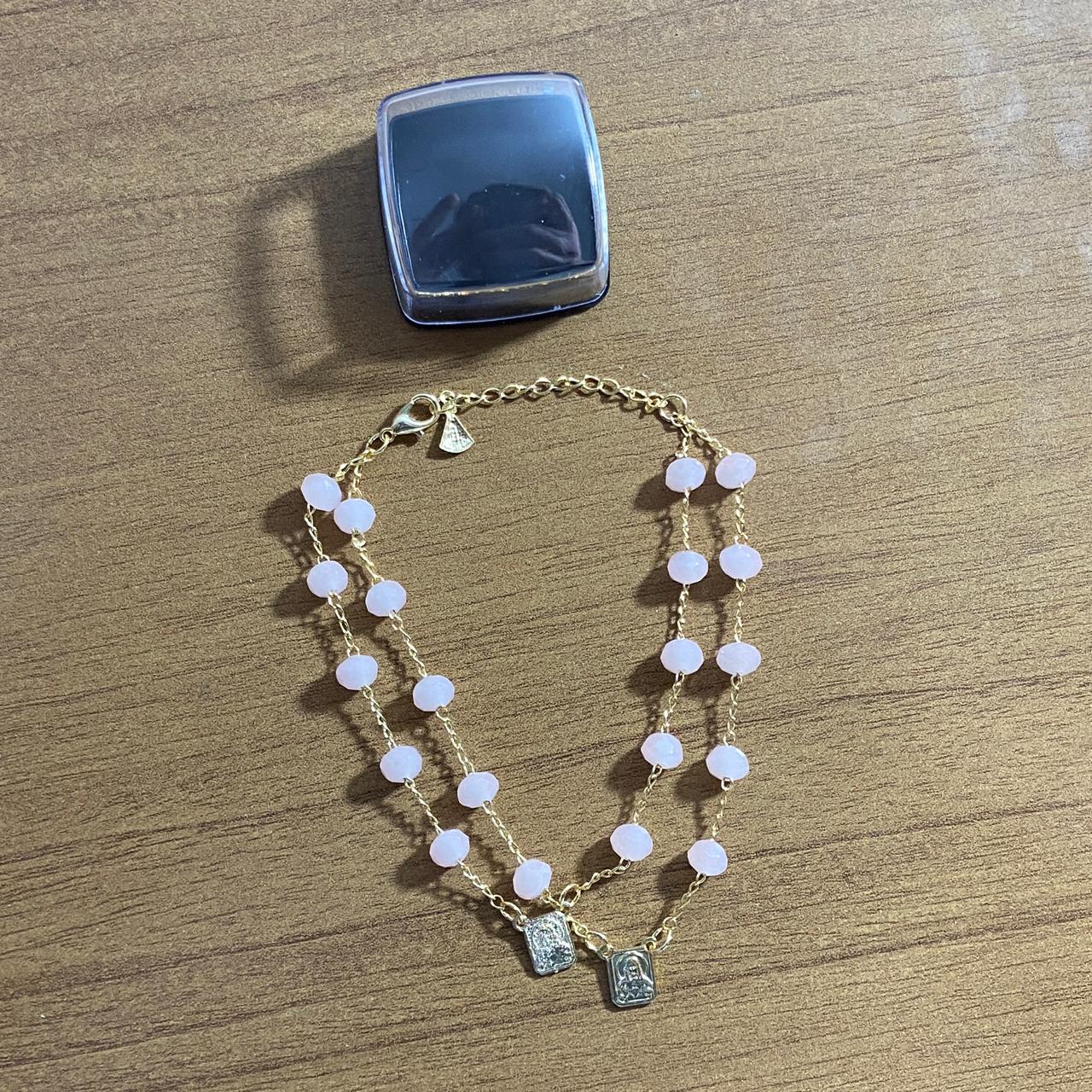 PULSEIRA ESCAPULARIO CRISTAL ROSA (3 UNIDADES)