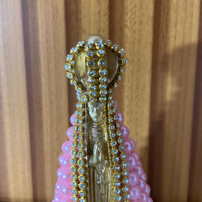IMAGEM DE GESSO NOSSA SENHORA APARECIDA PÉROLA ROSA 10,5CM (1 UNIDADE)