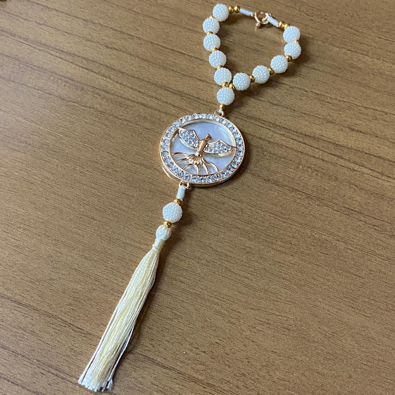 DEZENA PARA CARRO DIVINO ESPÍRITO SANTO AMORA BRANCA MOD2 10MM (3 UNIDADES)