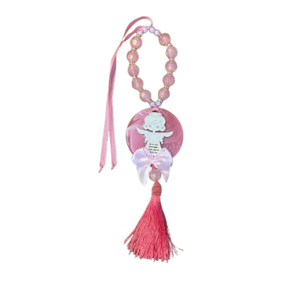 DEZENA ACRÍLICA MEDALHÃO DE RESINA ANJINHO ROSA 16MM (1 UNIDADE)