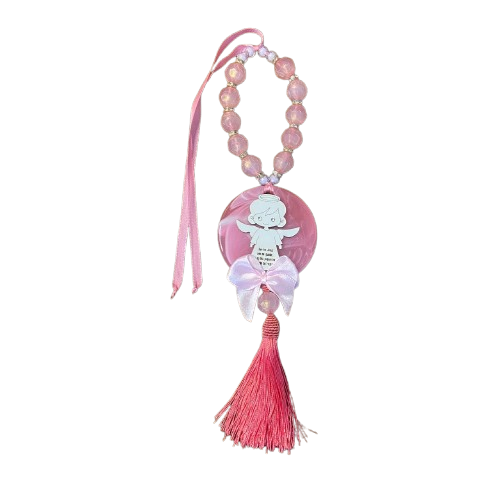 DEZENA ACRÍLICA MEDALHÃO DE RESINA ANJINHO ROSA 16MM (1 UNIDADE)