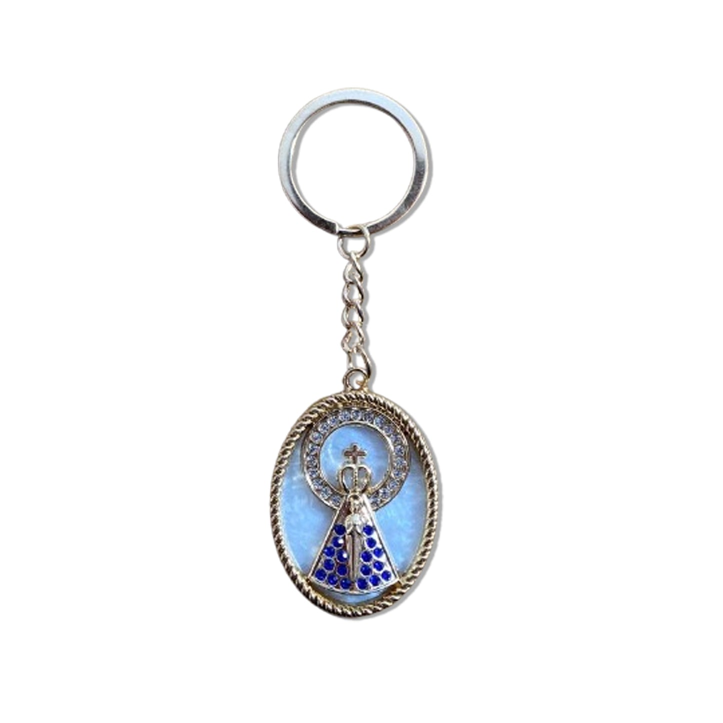 CHAVEIRO LUXO NOSSA SENHORA APARECIDA MADREPÉROLA COM STRASS MOD2 (6 UNIDADES)