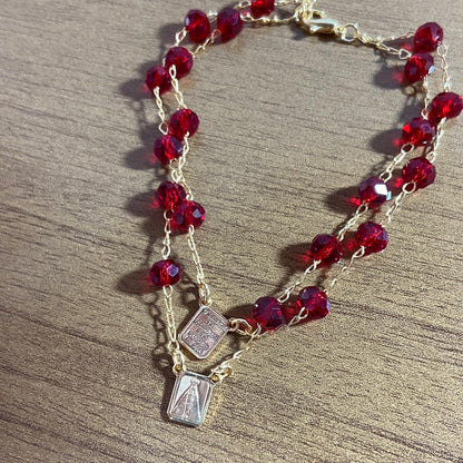 PULSEIRA ESCAPULARIO CRISTAL VERMELHO TRANSPARENTE (3 UNIDADES)