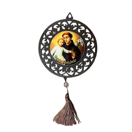 MANDALA MDF TABACO RESINADA SANTO ANTÔNIO  (1 UNIDADE)
