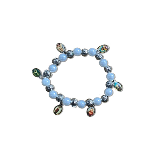 PULSEIRA PRATEADA COM PÉROLA TODOS OS SANTOS  (01 UNIDADE)