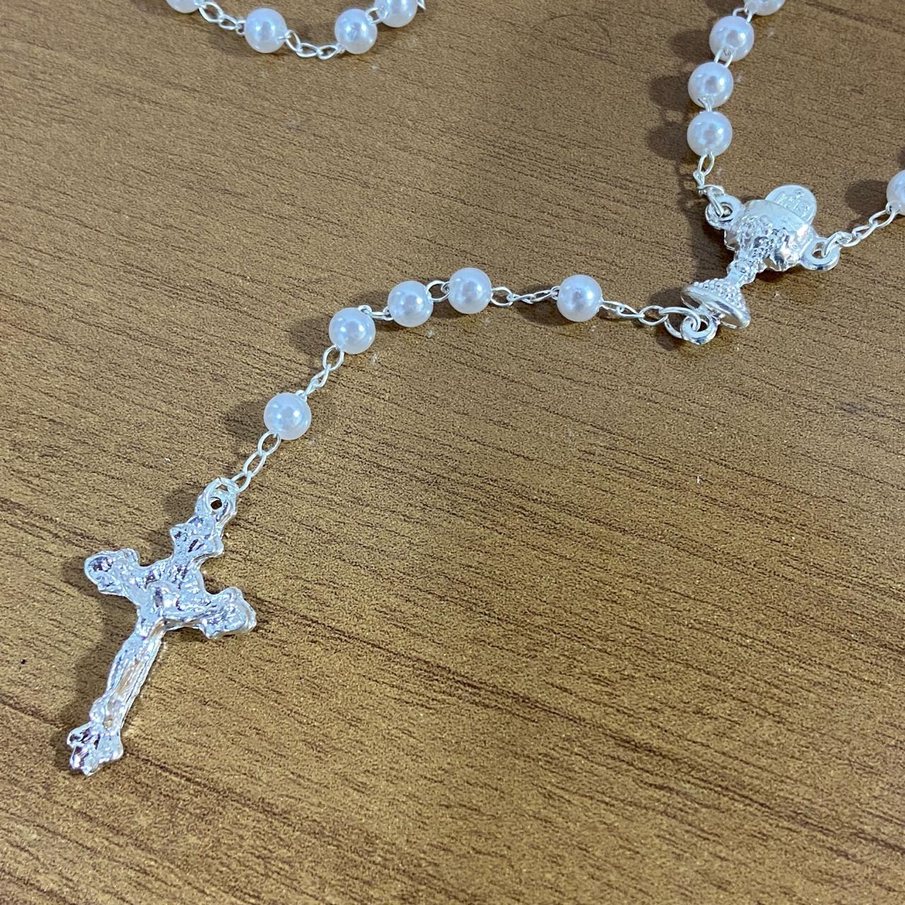 TERÇO PÉROLA COM CÁLICE 4MM (12 UNIDADES)