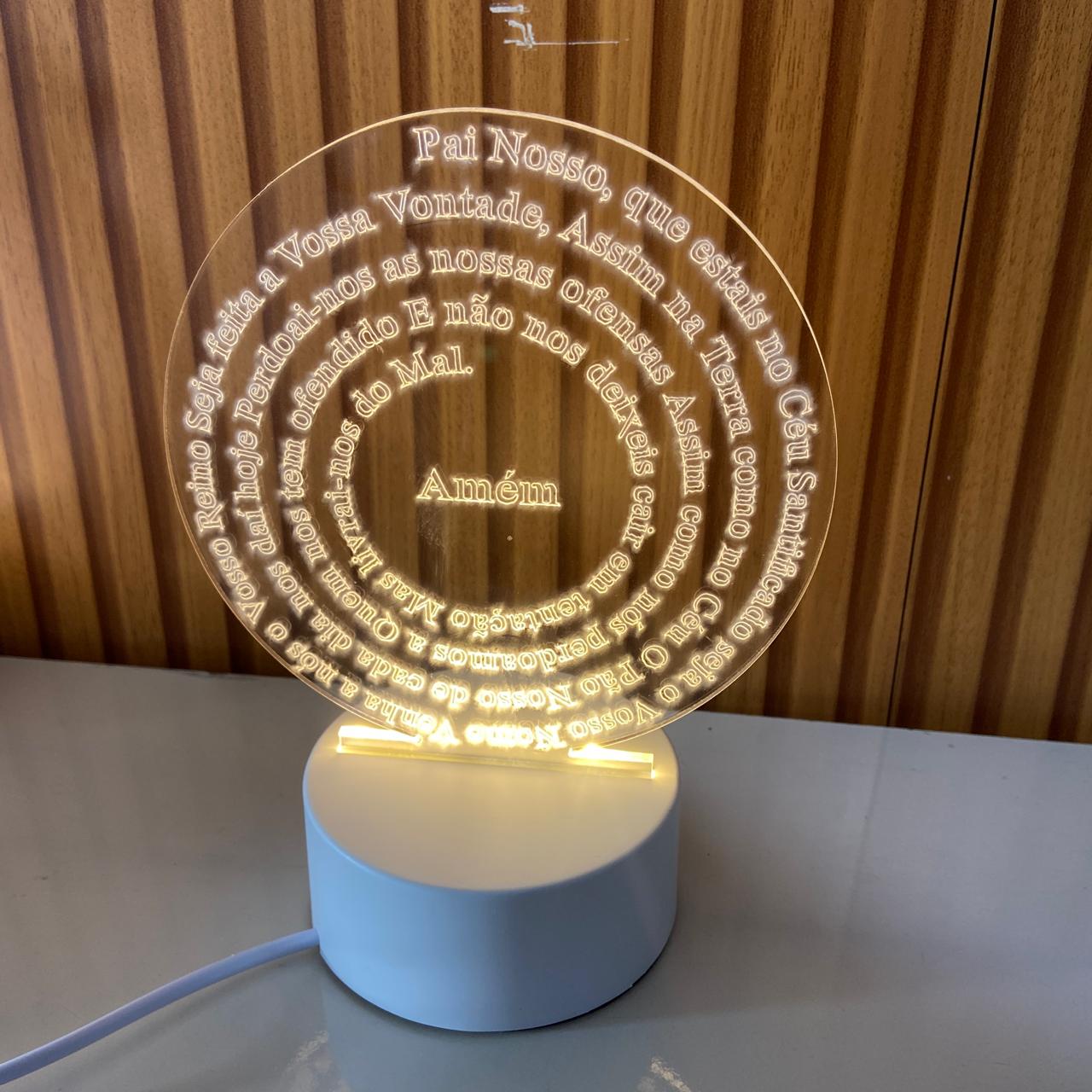 ABAJUR COM LED ORAÇÃO DO PAI NOSSO 19,5CM (1 UNIDADE)