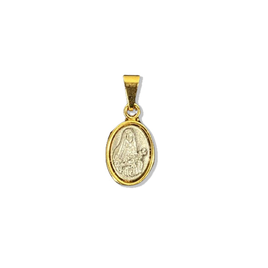 PINGENTE DOURADO OVAL SANTA TERESINHA EM RELEVO (5 UNIDADES)