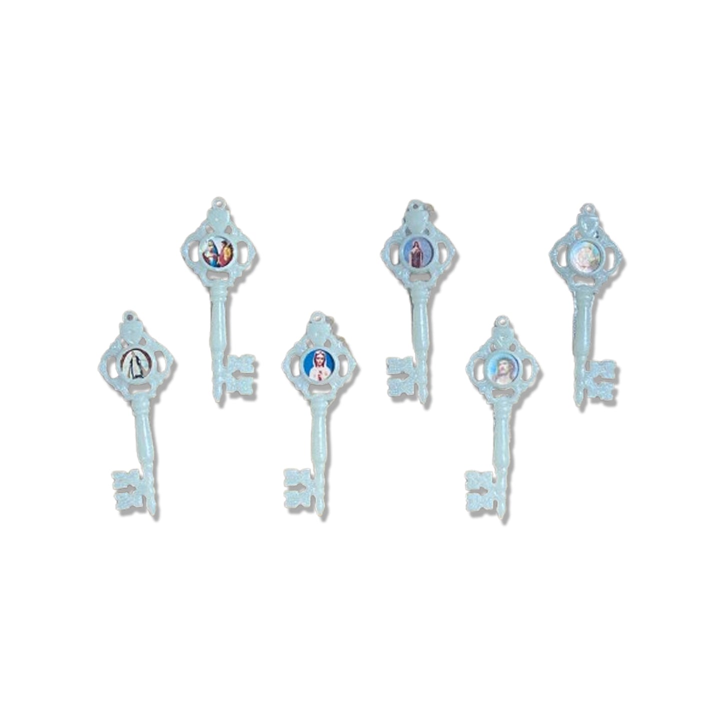 CHAVE PÍCOLA FLUORESCENTE SANTOS SORTIDOS  (6 UNIDADES)