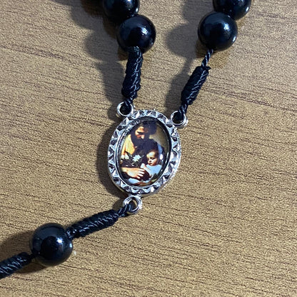 TERÇO PÉROLA PRETA SÃO JOSÉ  8MM (1 UNIDADE)