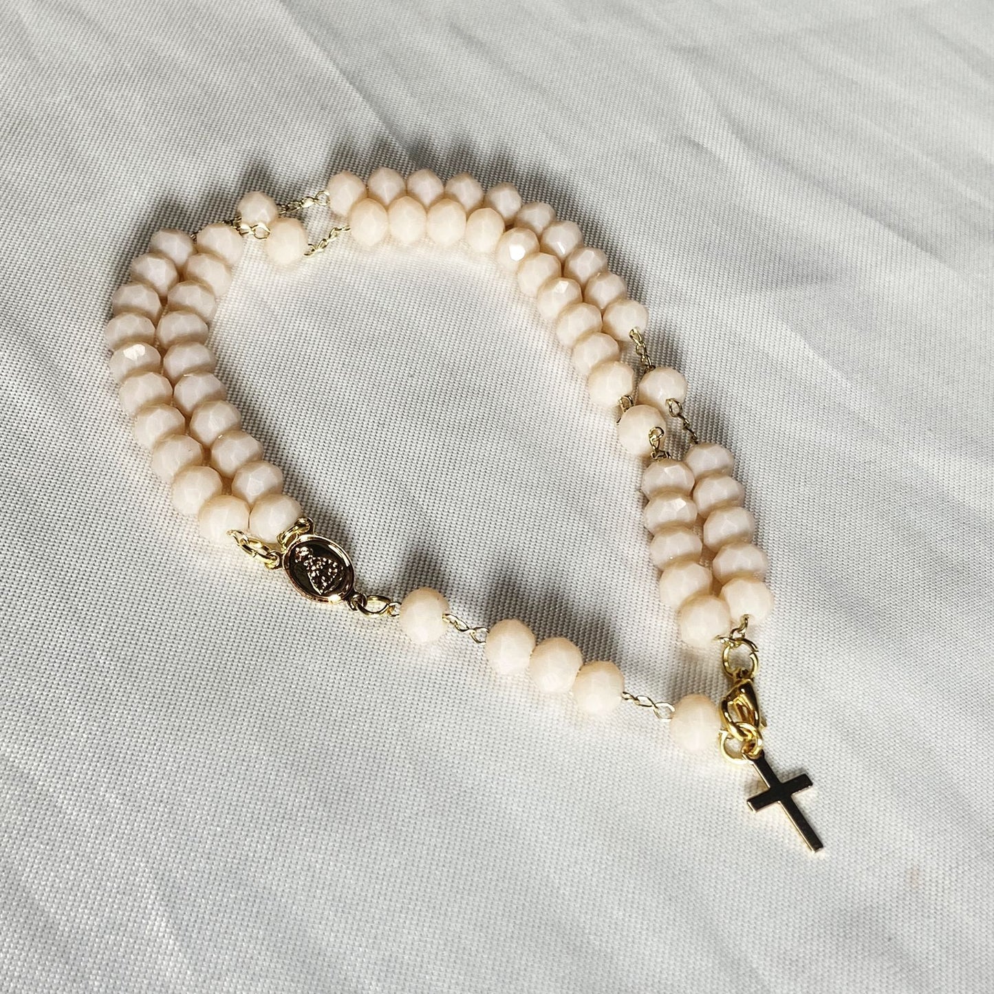 TERÇO PULSEIRA CRISTAL ROSÉ  (3 UNIDADES)