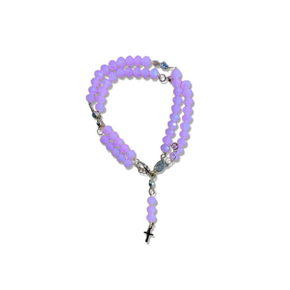 TERÇO PULSEIRA CRISTAL ROSA  (3 UNIDADES)
