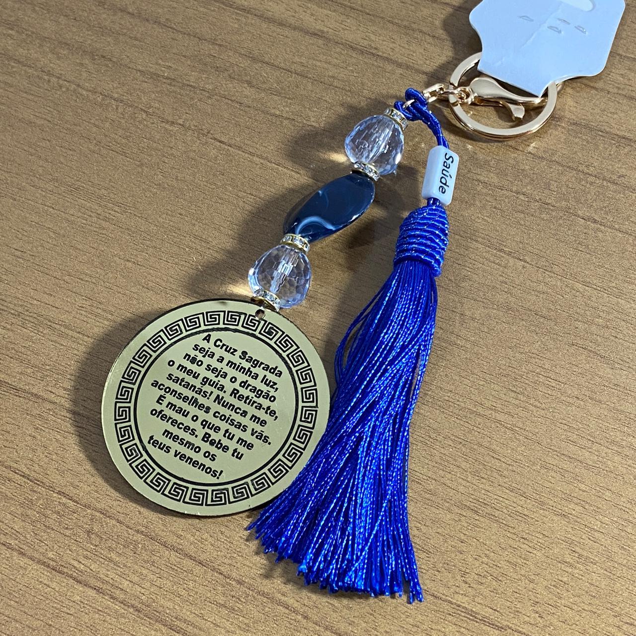 CHAVEIRO DE PEDRARIAS MEDALHA SÃO BENTO EM ACRÍLICO (1 UNIDADE)