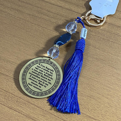 CHAVEIRO DE PEDRARIAS MEDALHA SÃO BENTO EM ACRÍLICO (1 UNIDADE)