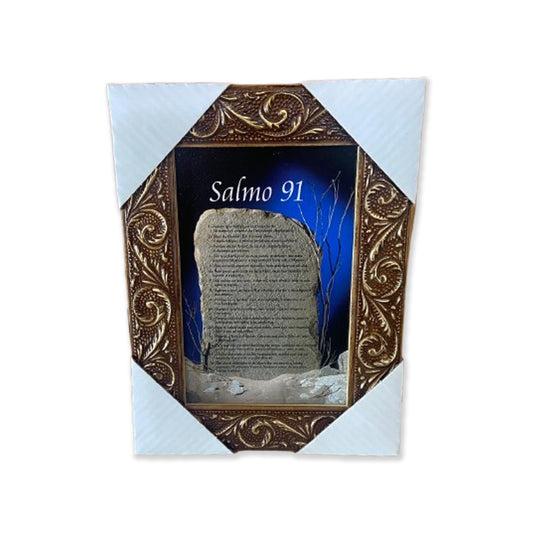 QUADRO COM MOLDURA RESINADO SALMO 91 - MOD2 20,5X15,5 (1 UNIDADE)