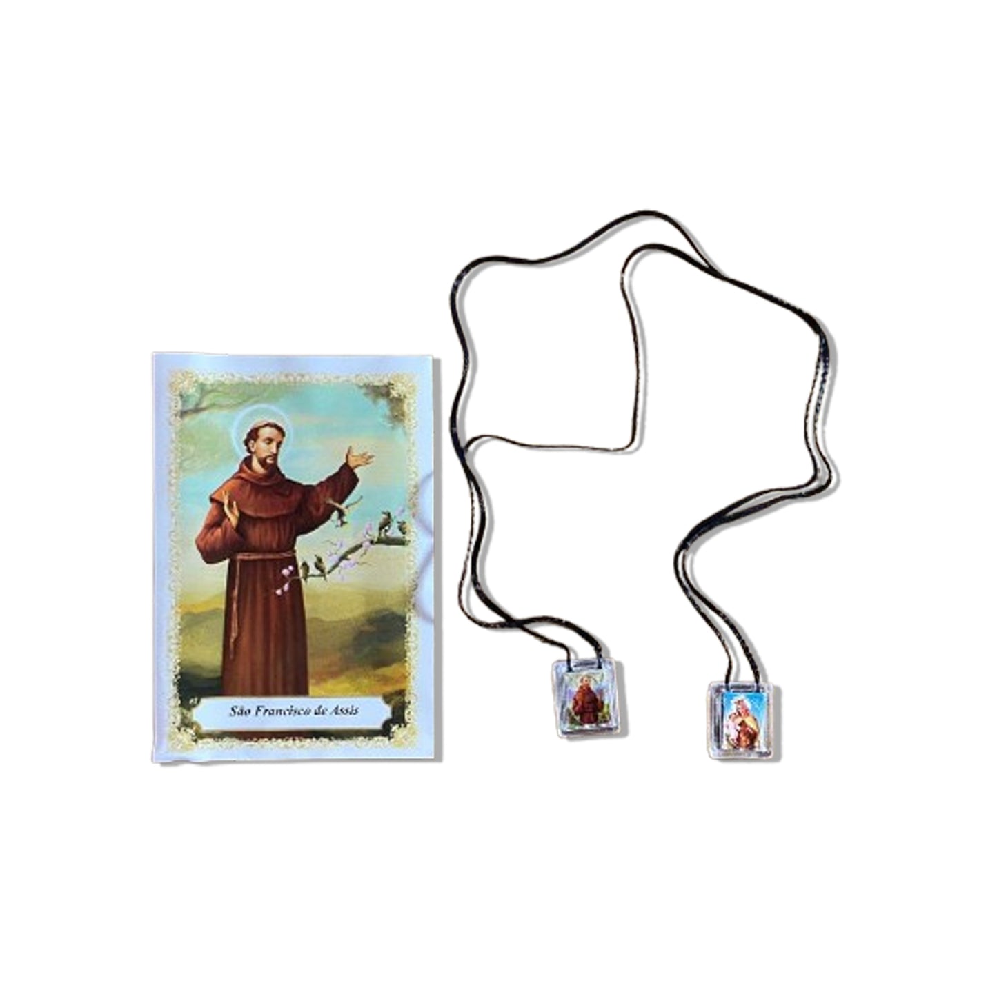 ESCAPULÁRIO CORDINHA NOSSA SENHORA DO CARMO E SÃO FRANCISCO  (12 UNIDADES)