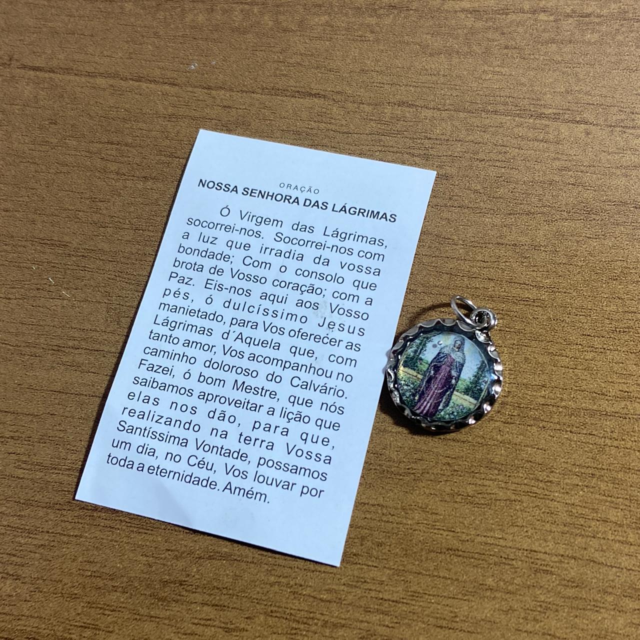 MEDALHA NÍQUEL RESINADA NOSSA SENHORA DAS LAGRIMAS (6 UNIDADE)