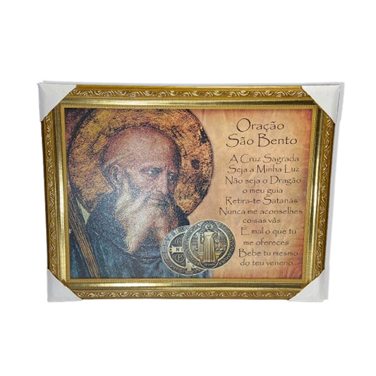 QUADRO COM MOLDURA RESINADO SÃO BENTO 35CMX45CM (1 UNIDADE)