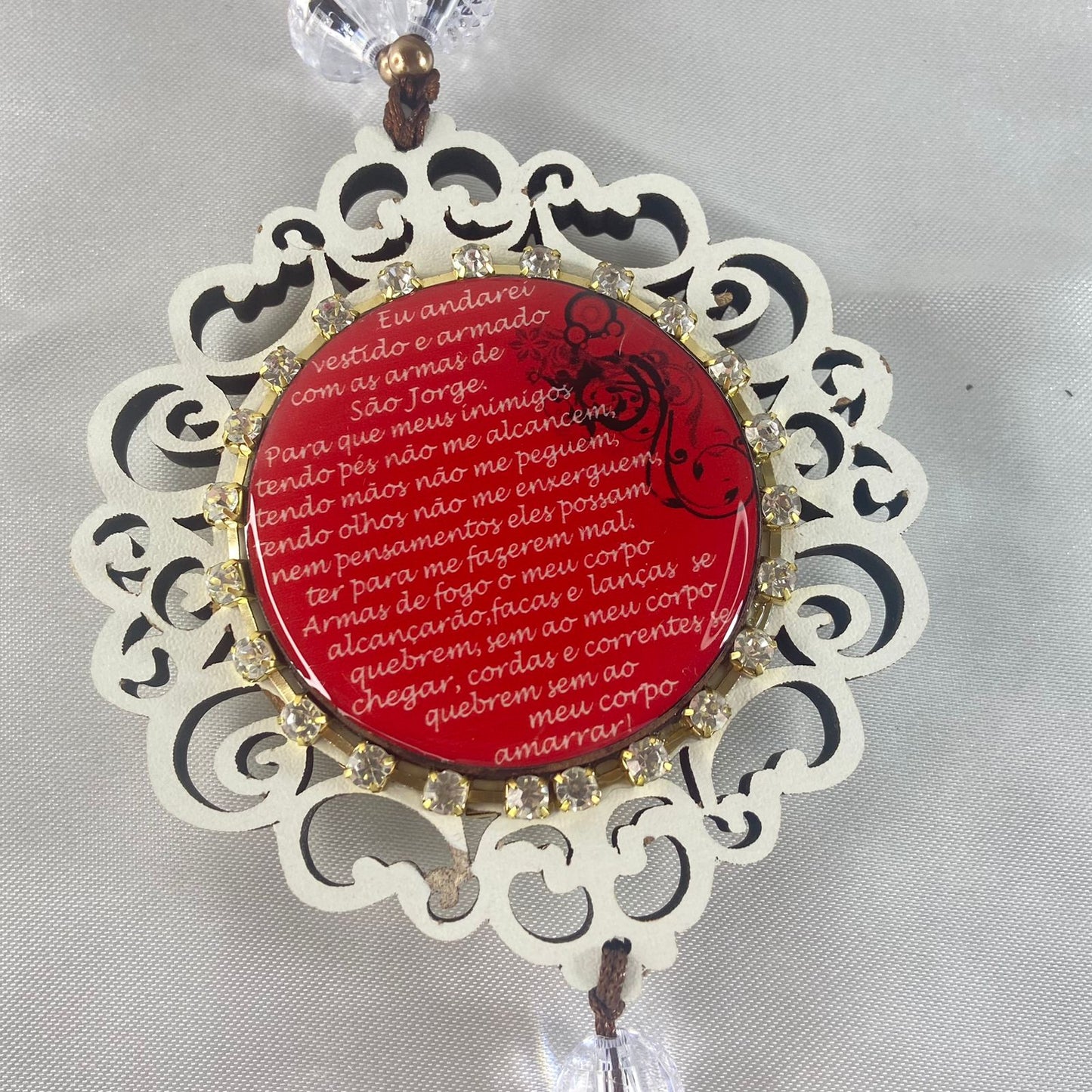 MEDALHÃO DE PORTA RESINADO COM STRASS SÃO JORGE (1 UNIDADE)