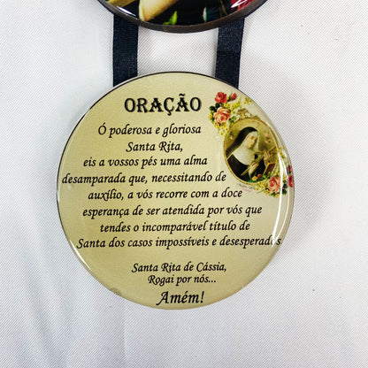 ADORNO TRIPLO REDONDO FITA SANTA RITA DE CÁSSIA (1 UNIDADE)