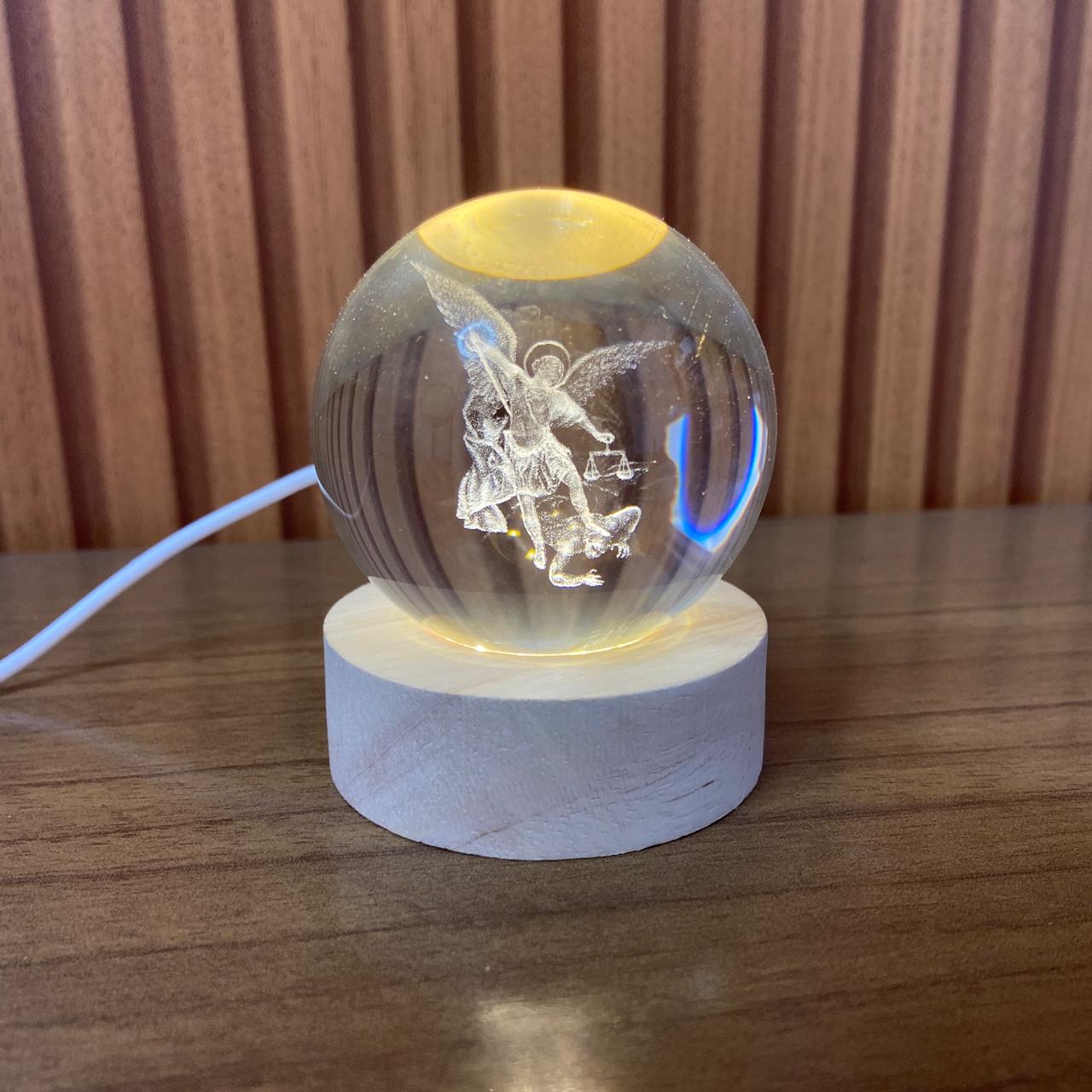 LUMINÁRIA LED BOLA DE VIDRO SÃO MIGUEL ARCANJO (1 UNIDADE)