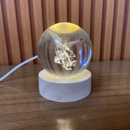 LUMINÁRIA LED BOLA DE VIDRO SÃO MIGUEL ARCANJO (1 UNIDADE)