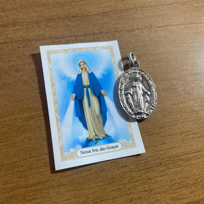 MEDALHA MILAGROSA PRATEADA NOSSA SENHORA DAS GRAÇAS  (1 UNIDADE)
