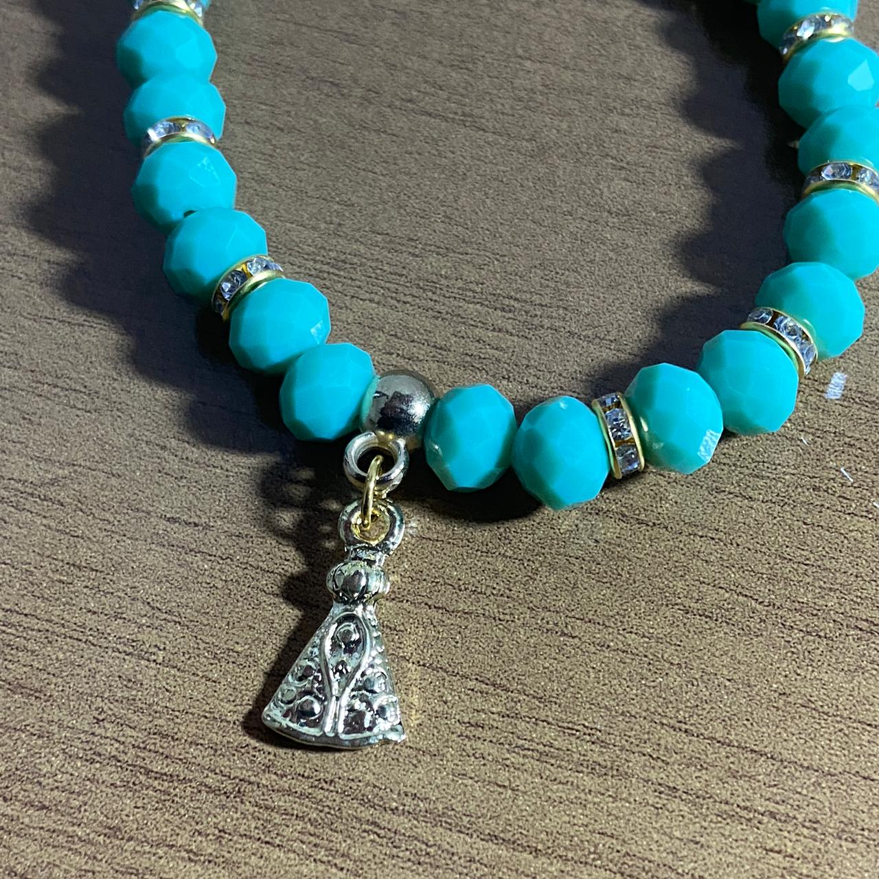 PULSEIRA CRISTAL VERDE NOSSA SENHORA APARECIDA  MOD2 (06 UNIDADES)