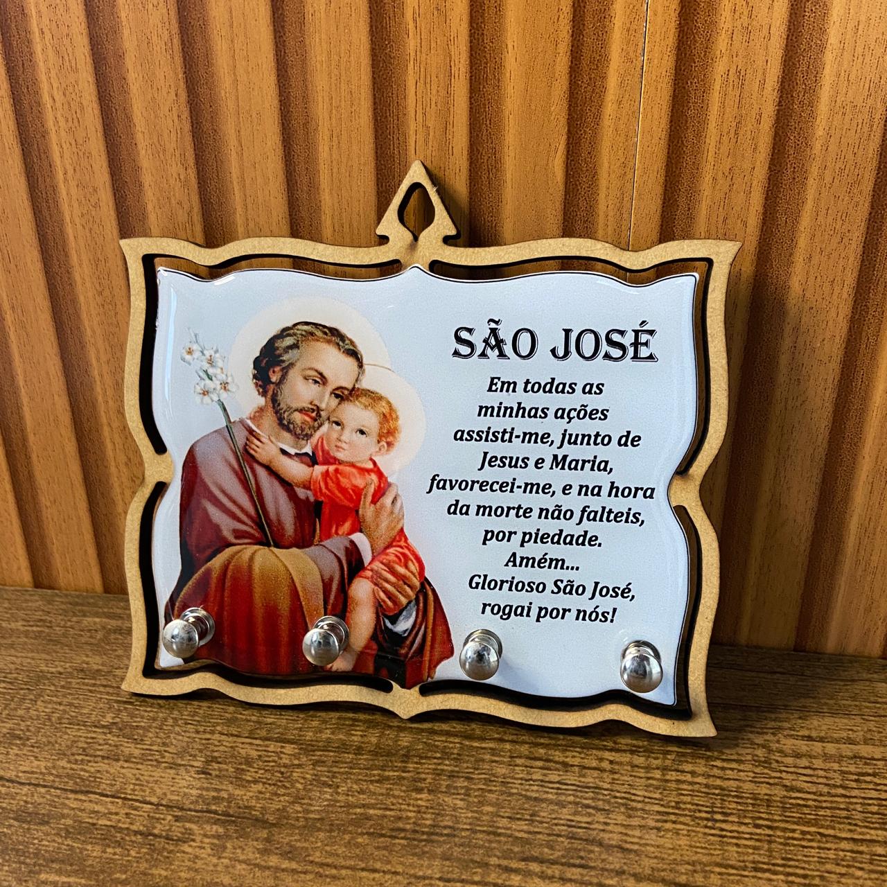 PORTA CHAVE RESINADO SÃO JOSÉ 14CM (1 UNIDADE)