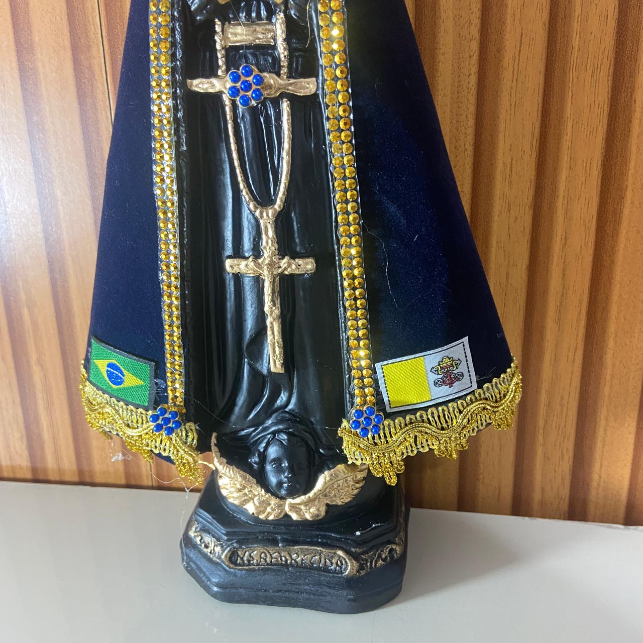 IMAGEM DE GESSO NOSSA SENHORA APARECIDA COM MANTO 33CM (1 UNIDADE)