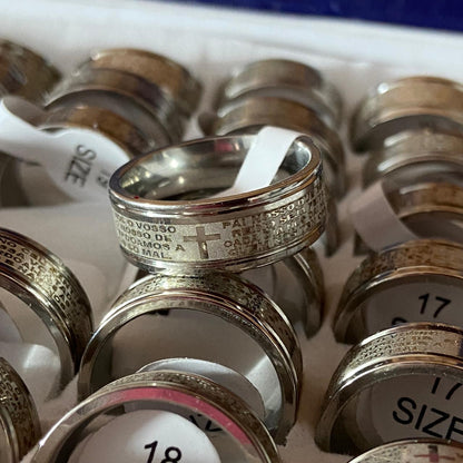 ANEL AÇO INOX COM ORAÇÃO DO PAI NOSSO  (36 UNIDADES)