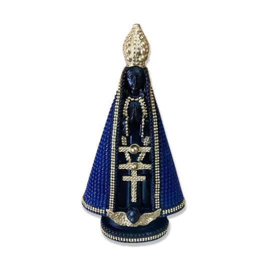 IMAGEM DE GESSO NOSSA SENHORA APARECIDA AZUL COM STRASS 31CM (1 UNIDADE)