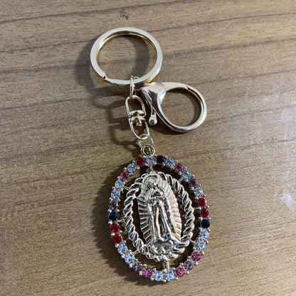CHAVEIRO LUXO NOSSA SENHORA DE GUADALUPE COM STRASS COLORIDO  (6 UNIDADES)