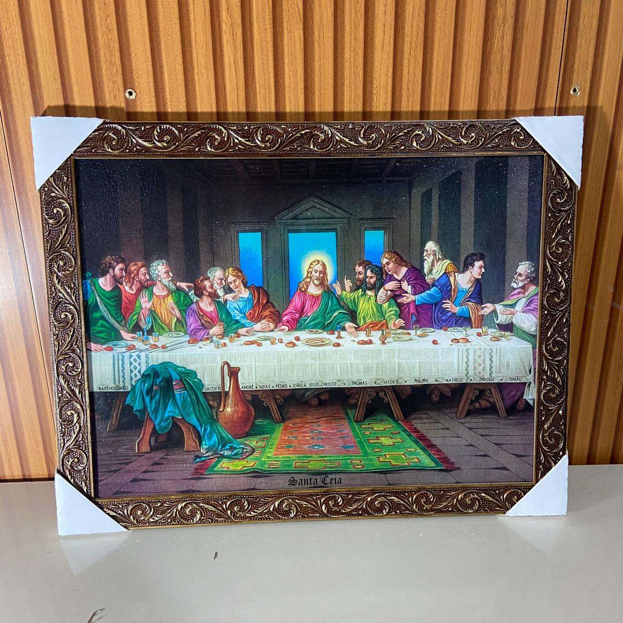QUADRO COM MOLDURA RESINADO SANTA CEIA 34CMX44CM (1 UNIDADE)