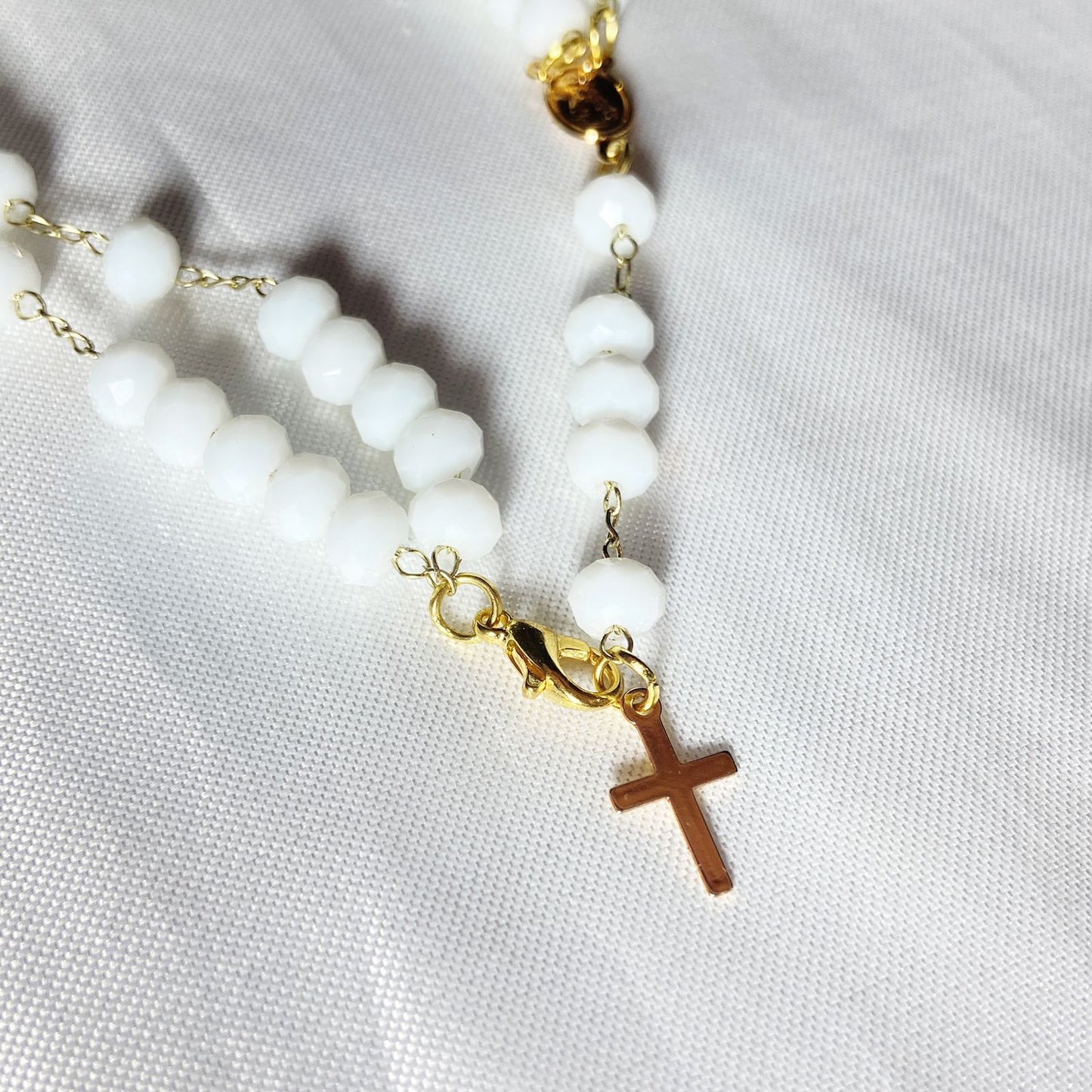 TERÇO PULSEIRA CRISTAL BRANCO (3 UNIDADES)