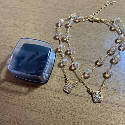 PULSEIRA ESCAPULARIO CRISTAL BEGE TRANSPARENTE (3 UNIDADES)