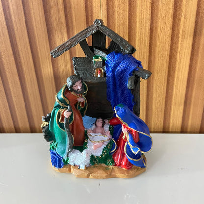 IMAGEM DE RESINA NACIONAL PRESÉPIO ÚNICO CABANA MOD1 15,5CM (1 UNIDADE)