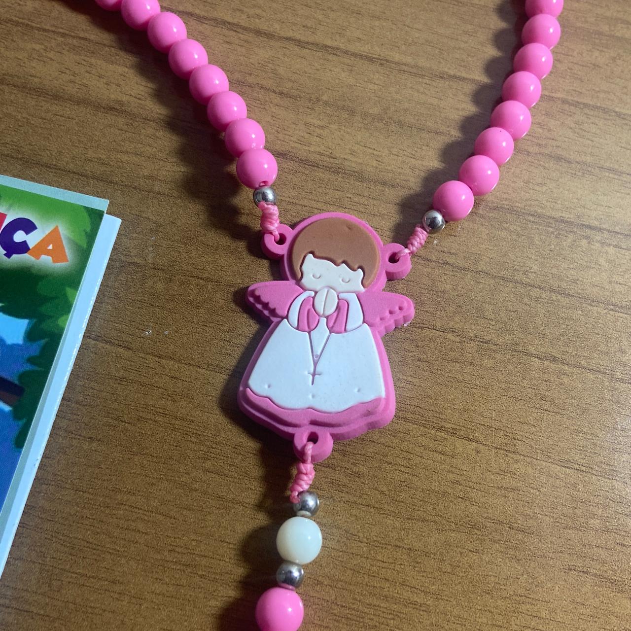 TERÇO DA CRIANÇA ANJO DA GUARDA ROSA 08MM (1 UNIDADE)