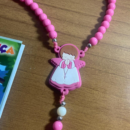 TERÇO DA CRIANÇA ANJO DA GUARDA ROSA 08MM (1 UNIDADE)