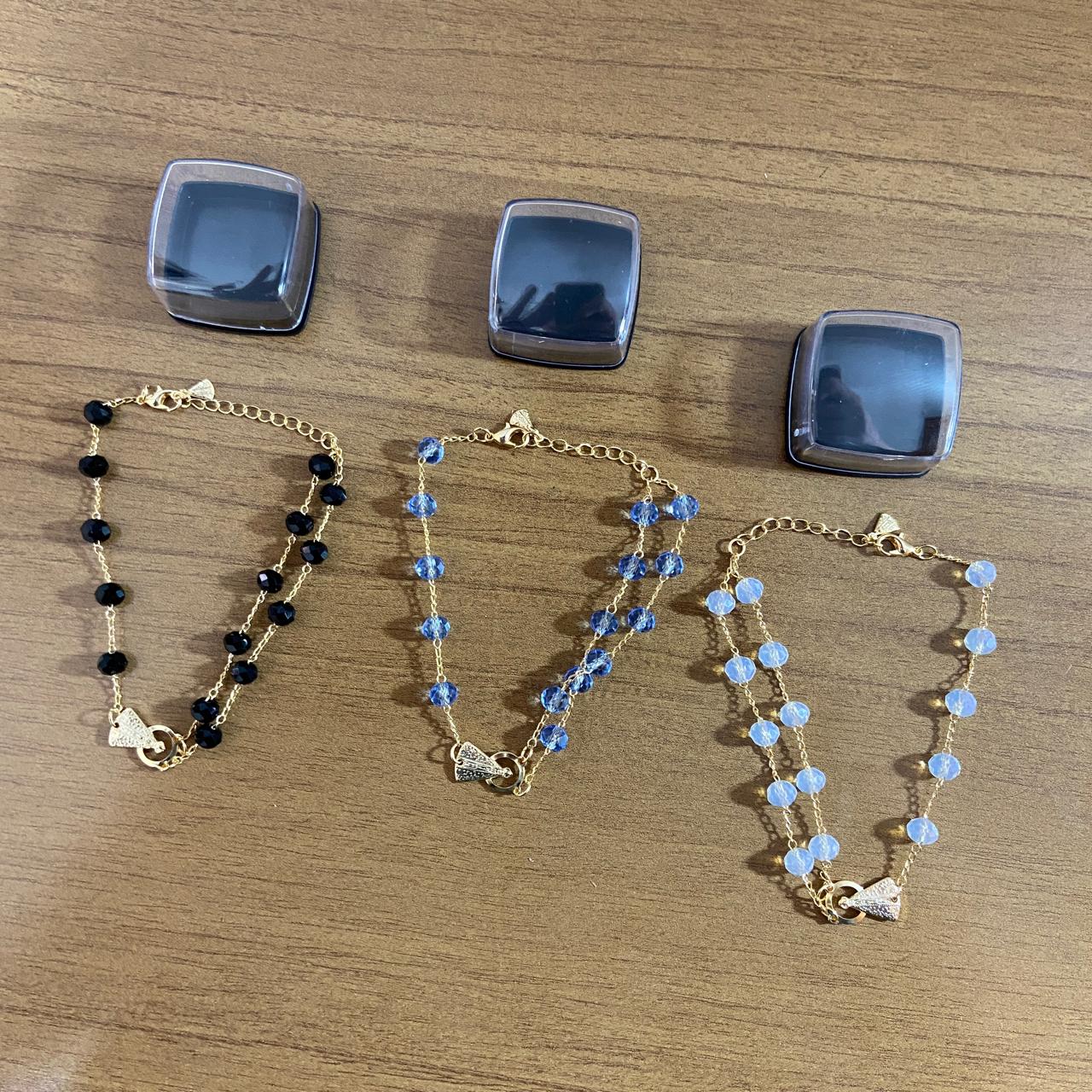 PULSEIRA DOURADA CRISTAL NOSSA SENHORA APARECIDA CORES SORTIDAS  (03 UNIDADES)