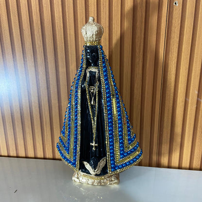 IMAGEM DE GESSO NOSSA SENHORA APARECIDA COM MANTO ESPELHADO 34CM (1 UNIDADE)