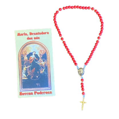 TERÇO PÉROLA VERMELHA NOSSA SENHORA DESATADORA DOS NÓS 6MM (1 UNIDADE)