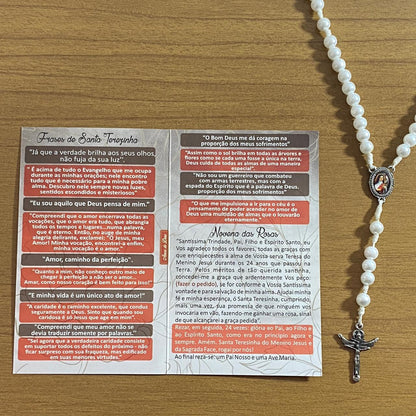 TERÇO PÉROLA SANTA TERESINHA BRANCO 8MM (1 UNIDADE)