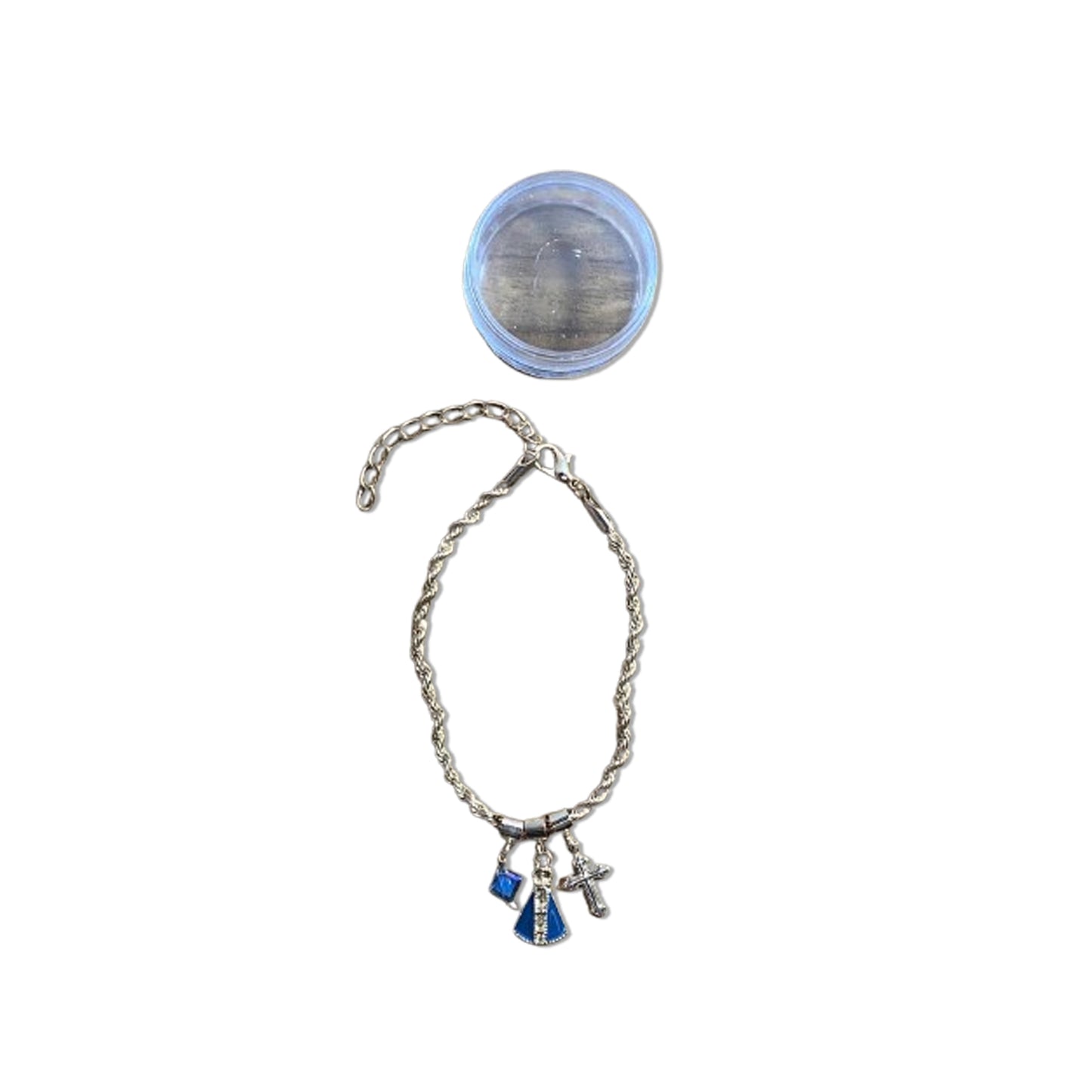 PULSEIRA DOURADA NOSSA SENHORA APARECIDA COM CRUZ E CRISTAL (6 UNIDADES)