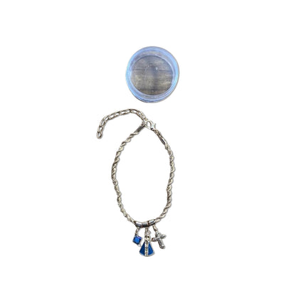 PULSEIRA DOURADA NOSSA SENHORA APARECIDA COM CRUZ E CRISTAL (6 UNIDADES)